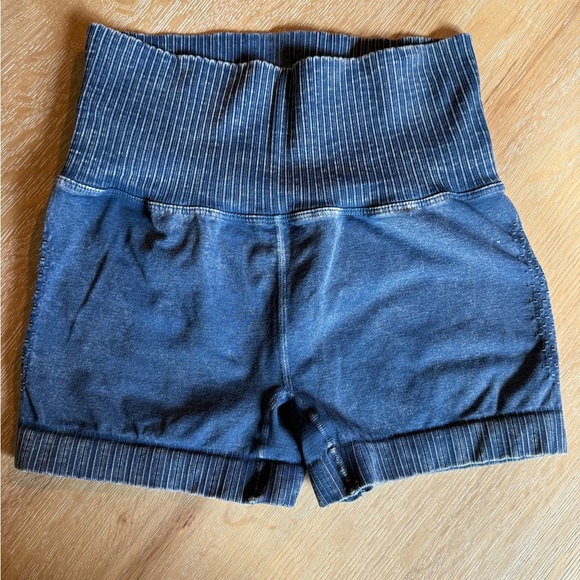 FP Movement by Free People High Waist Striped Blue Shorts - Picture 1 of 3